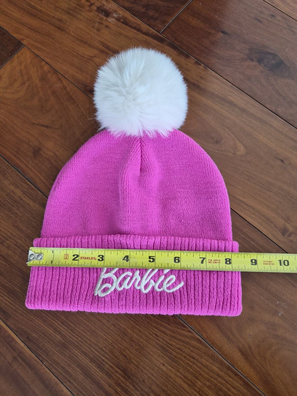 Barbie Girls Hot Pink Knit Beanie Pom Hat & Gloves Set - Picture 2 of 12